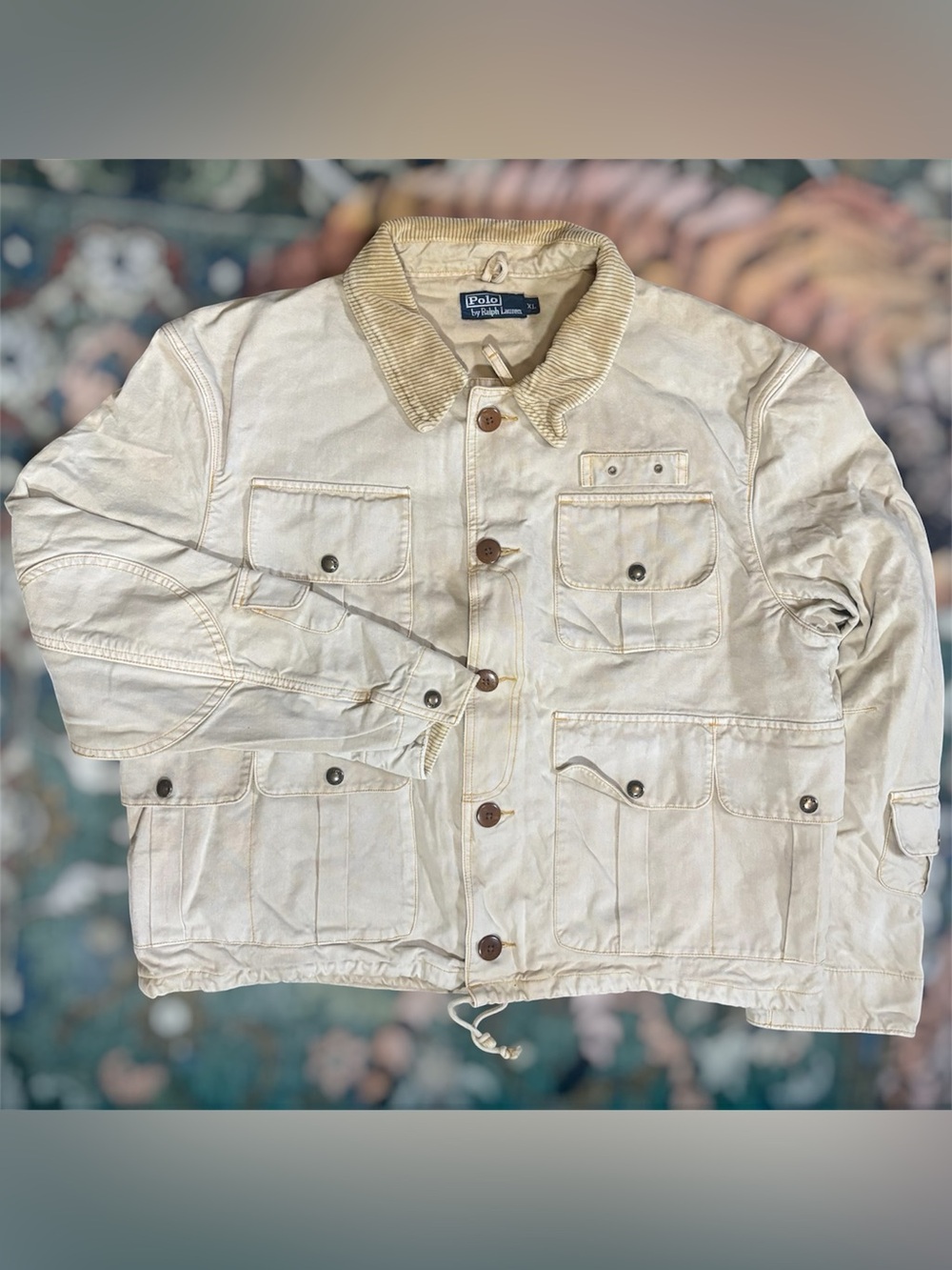 Vintage 90s Polo Ralph Lauren Hunting Jacket Fishing Outdoor Utility Pockets XL